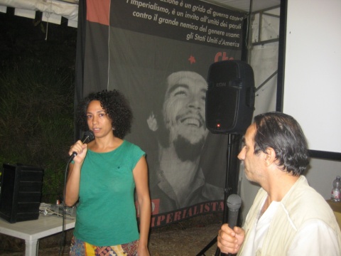 Amal Ramsis, Egyptian film director, with Moreno Pasquinelli (r), AIC