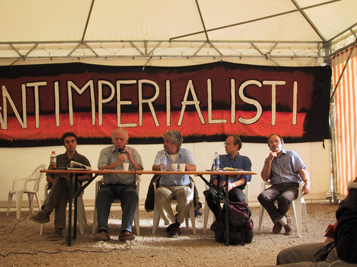 Bahar Kimyongür (l) at Assisi's Anti-imperialist Camp 2003