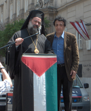 Greek Orthodox Archbishop of Jerusalem, Hana Athala, in front of St. Stephan's Cathedral in downtown Vienna