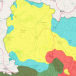 Gelb:PYD-YPG, Hellblau: türkisch kontrolliert, Rot: Assad, Hellgrün: diverse Jihadis nahe an der Türkei, Qatar oder Saudi, Dunkelgrün: HTS (ehem. Nusra/Qaida)