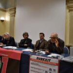 Stefano Fassina (Stefano Fassina (Patria e Costituzione, Parlamentarier), Leonardo Mazzei (P101 und Herausgeber deren Publikationen), Dino Greco (Rifundazione Comunista), Fabio Frati (Streikführer bei Alitalia und Moderator), Domenico Moro (Potere al Popolo), Bruno Steri (PCI)